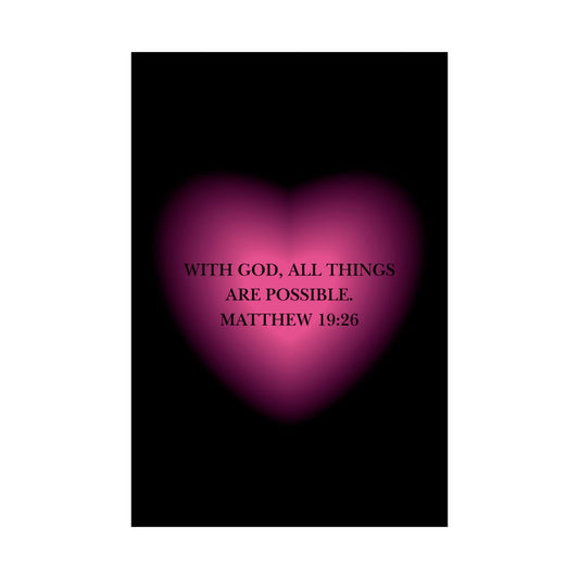 Matthew 19:26 Bible Verse Matte Vertical Poster | Scripture Wall Art